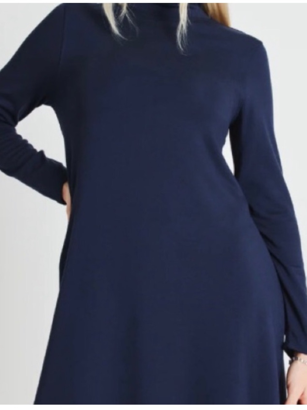 Kit and Ace Upgrade Brushed A-Line French Terry Dress, XL Navy Blue